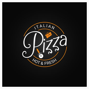 pizza logo badge design background