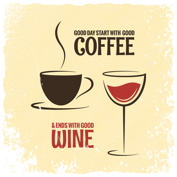coffee and wine logo design vintage background