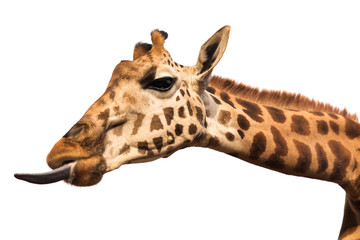 giraffe showing tongue