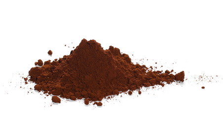 Pile of powdered, instant coffee isolated on white background