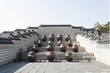 Traditional Kimchi Jar Storage in royal palace, Seoul
