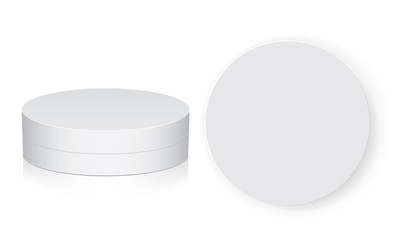 Round box for your design and logo. Easy to change colors. Mock Up Vector Template