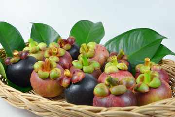 Mangosteen on white background.