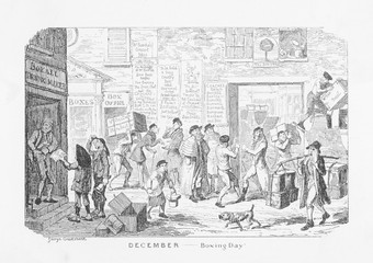 Boxing Day - Cruikshank. Date: 1836