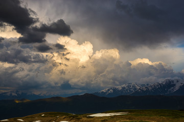 Mountains before the storm. Dramatic landscape