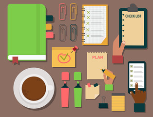 Vector notebook agenda business note plan work reminder planner organizer illustration.