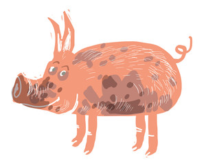 Happy Smiling Little Pig. Vector illustration