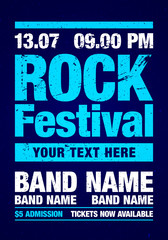 vector rock festival flyer, design template for party