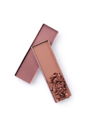 Brown crushed eyeshadow for make up as sample of cosmetic product