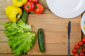 Vegetable salad with tomatoes, chinese cabbage