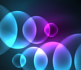 Glowing shiny overlapping circles composition on dark background