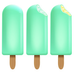 Ice cream mint set on white background for Your business project. Realistic Snacks for ice cream from milk. Ice lolly. Vector Illustration