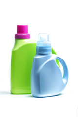 Plastic detergent container on white background