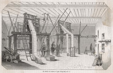 Industry - Textiles - Silk. Date: 1865