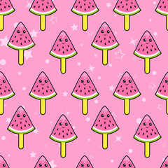 Cute kids pattern for girls and boys. Colorful ice cream on the abstract grunge background create a fun cartoon drawing. The background is made in neon colors. Urban backdrop for textile and fabric.