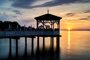 Fischersteg Bregenz Bei Sonnenuntergang
