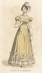 Fototapeta na wymiar Evening Dress 1824. Date: 1824