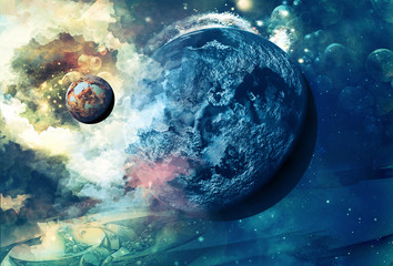 Planet in space.Universe background