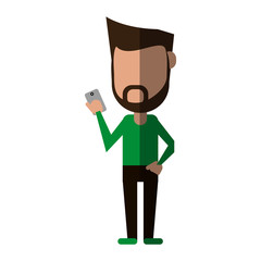 faceless person using smartphone icon image