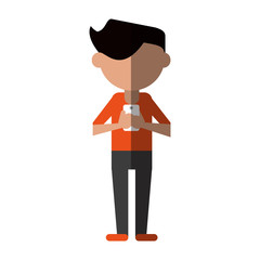 faceless person using smartphone icon image