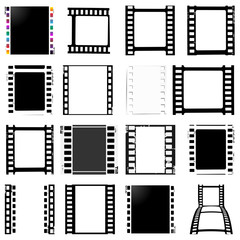 film, movie, photo, filmstrip set of film frame, vector illustration