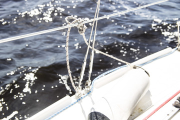 Sailboat sails on the sea