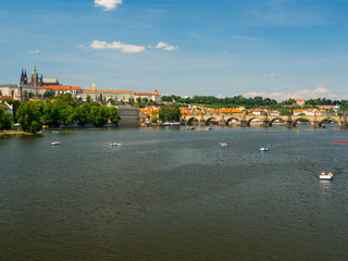 Obraz premium Prague, Chezh republic, 2017. The Vltava River flows through the centre of Prague, and is the waterway around which the city has developed over the past 1000 years.