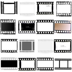 film, movie, photo, filmstrip set of film frame, vector illustration