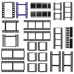 film, movie, photo, filmstrip set of film frame, vector illustration