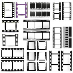 film, movie, photo, filmstrip set of film frame, vector illustration