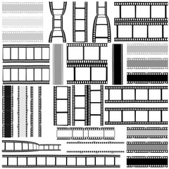 film, movie, photo, filmstrip set of film frame, vector illustration