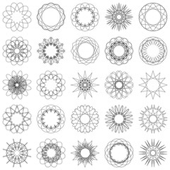 Linear circular ornament. Vector geometric pattern in Oriental (Arabic) style. Vector set of frames for vouchers, diplomas and certificates