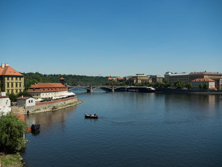 Prague, Chezh republic, 2017. The Vltava River flows through the centre of Prague, and is the waterway around which the city has developed over the past 1000 years.