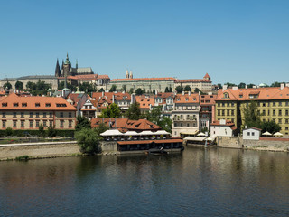 Obraz premium Prague, Chezh republic, 2017. The Vltava River flows through the centre of Prague, and is the waterway around which the city has developed over the past 1000 years.