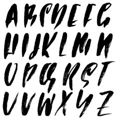 Hand drawn elegant calligraphy font. Modern brush lettering. Grunge style alphabet. Vector illustration.