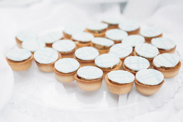 Candy bar on nature. Delicious cakes