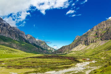 Fototapeta na wymiar Picturesque landscape with Russian Caucasus mountains
