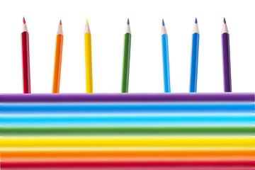Color pencils in rainbow colors