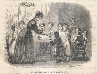 Fototapeta na wymiar Twelfth Day Cake. Date: circa 1850