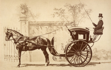 Fototapeta na wymiar Hansom Cab. Date: circa 1860