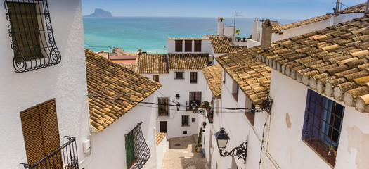 Panorama of whitewashed houses in the historic center of Altea © venemama