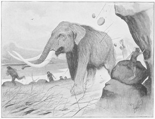 Neolithic mammoth hunt. Date: circa 3000 BC