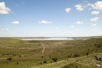 Steppe and lake Chokrak. Crimea