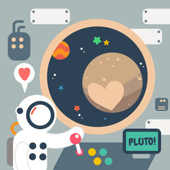 Pluto Planet discover , Flat Design Elements. Vector Illustration.
