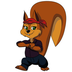Feisty cartoon squirrel vector