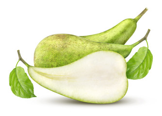 Pear isolated. Green conference pears isolated on white background.