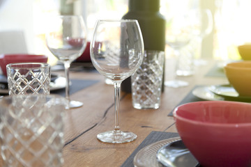 plate setting on dining table at home