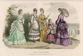 Fototapeta na wymiar Costume July 1871. Date: 1871