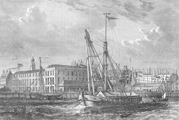 Docks - Deptford - 1810. Date: circa 1810