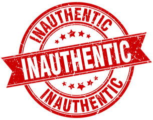 inauthentic round grunge ribbon stamp